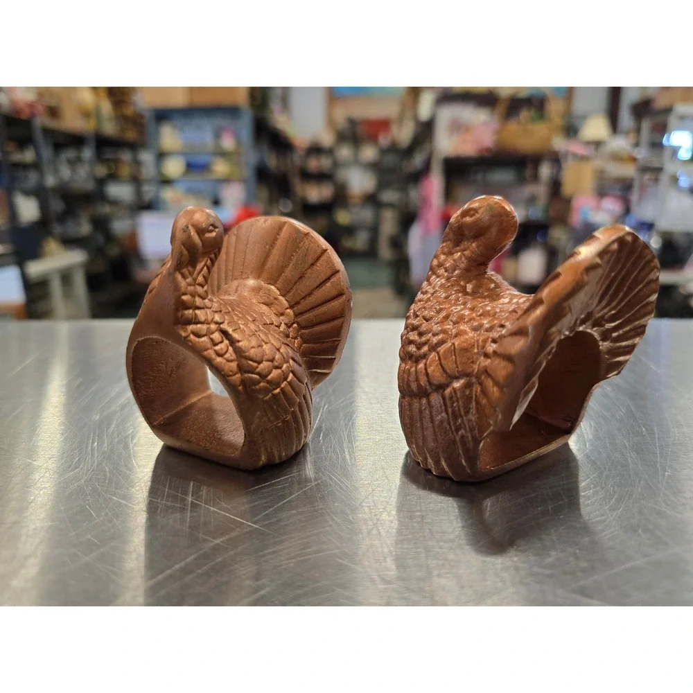 Set of 2‎ metal Turkey copper clr Napkin Ring table decor, boldlook Thanksgiving